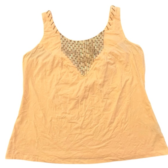 Denim 24/7 Tops - Peach Sleeveless Top with Mesh Detail